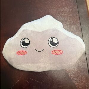 Kawaii Cloud Plush Pouch - Light Gray with Pink Cheeks